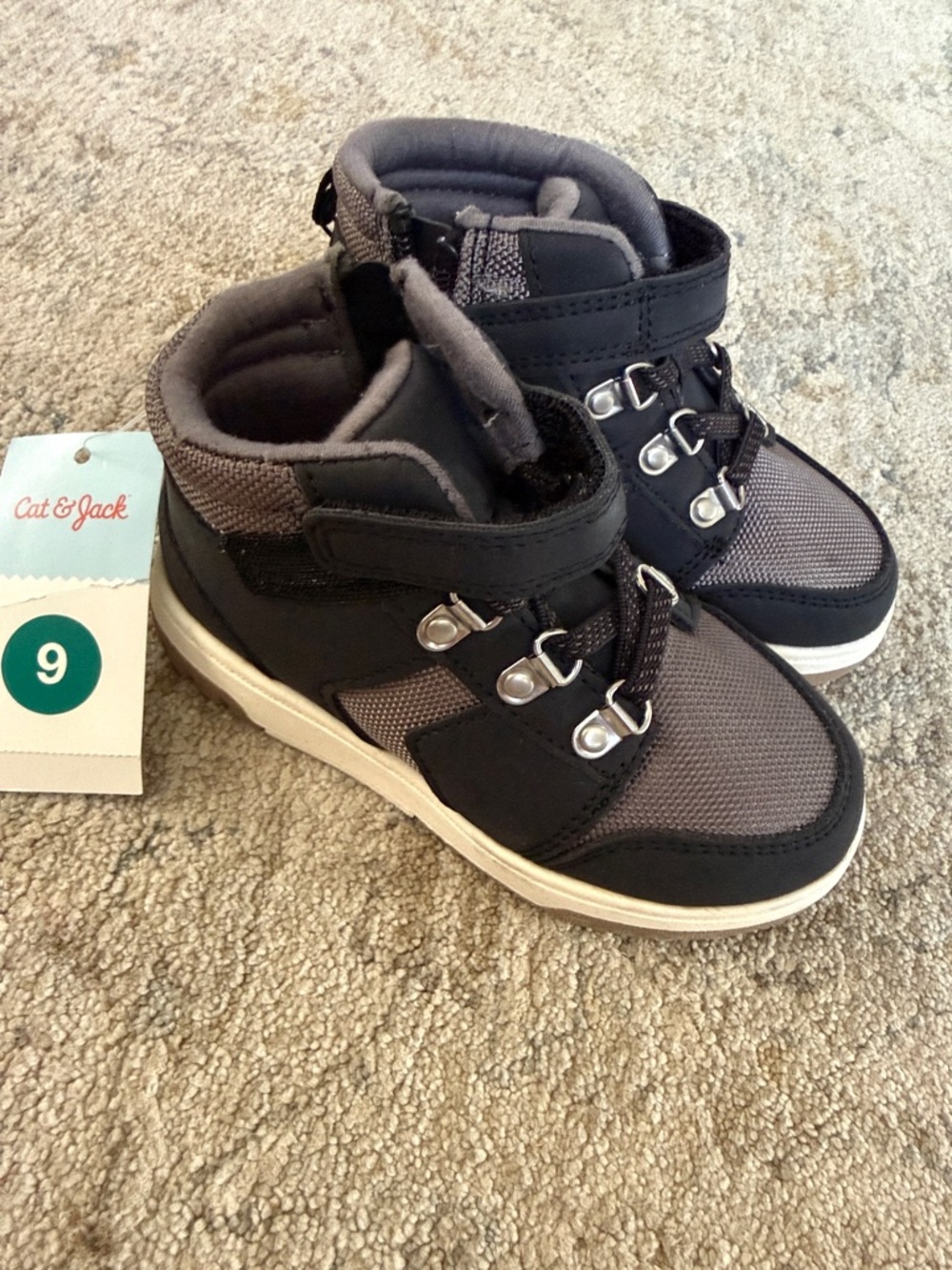 Cat & Jack Kids' Gray and Black High-Top Sneakers
